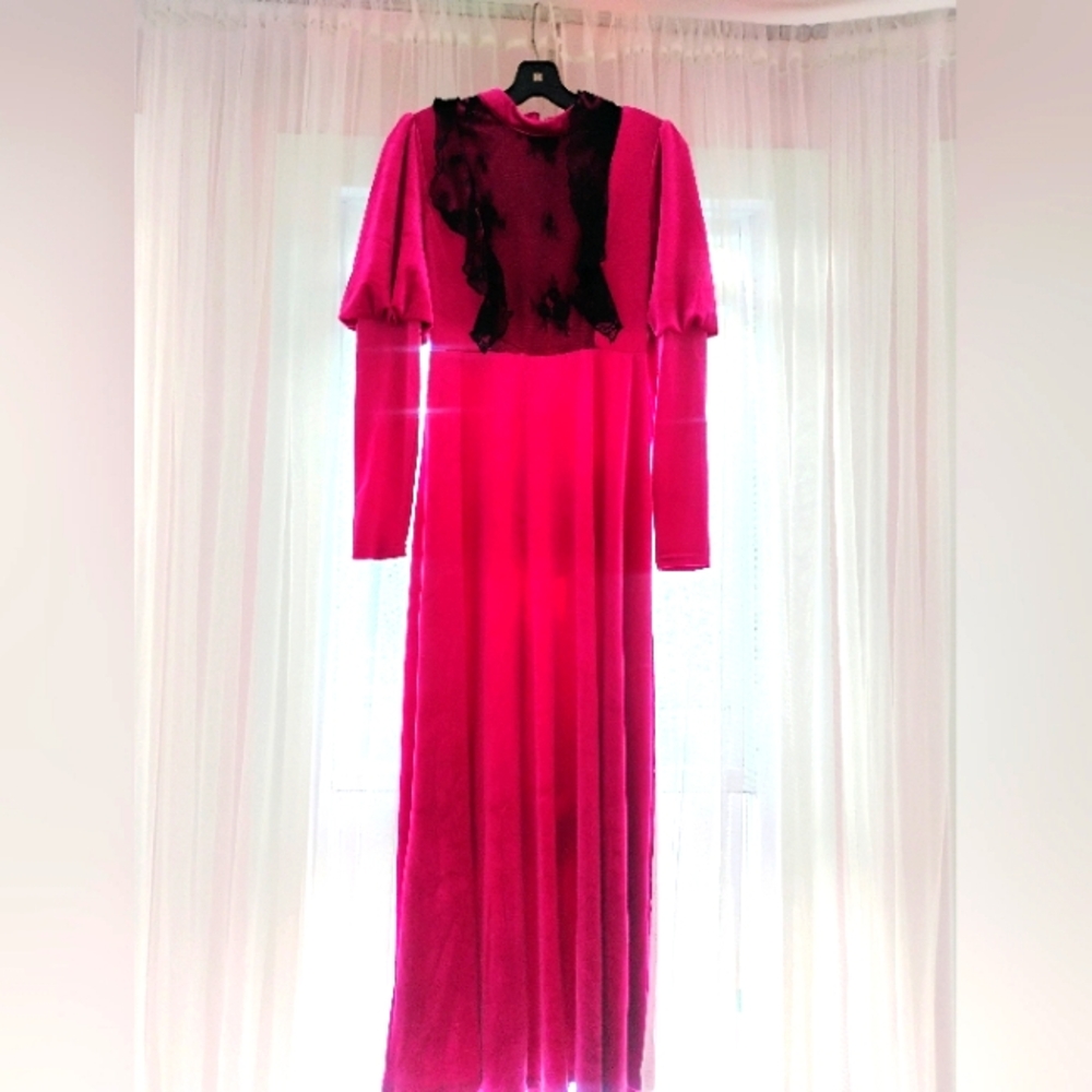 Pink velvet evening gown size small